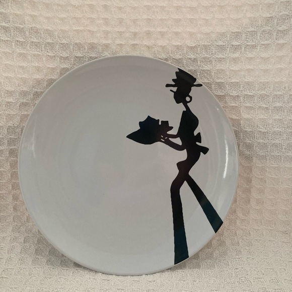 Rebecca Moses Black & White Silhouette Heart Soul Style Dessert Plates Set Of 4 - Picture 6 of 10